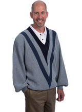 Men's Riviera V-Pattern Alpaca Golf Sweater Side - Blue