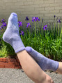 All Purpose Alpaca Quarter-Crew Socks - on feet in Lilac purple.