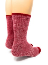 All Purpose Cushioned Alpaca Crew Socks, Red / White, Heel.