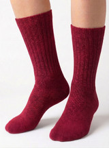 Ribbed Casual 100% Alpaca Wool Socks - in Bright Fashion Colors
Burgundy - on the model's feet