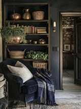 Alpaca Home Great Outdoors Plaid Throw Blanket on chair in reading nook.