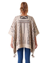 Lineas Baby Alpaca Wool Tassel Poncho Bone on model - Back