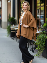 Eco-Friendly Alpaca Poncho Cape Versatile Style Camel