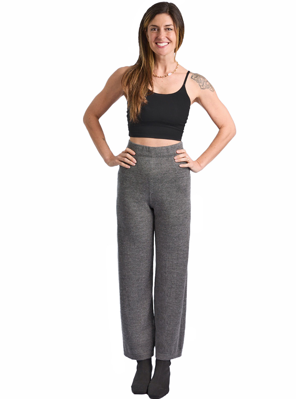 The Alpaca Sweater Knit Pant on model, alternate view.