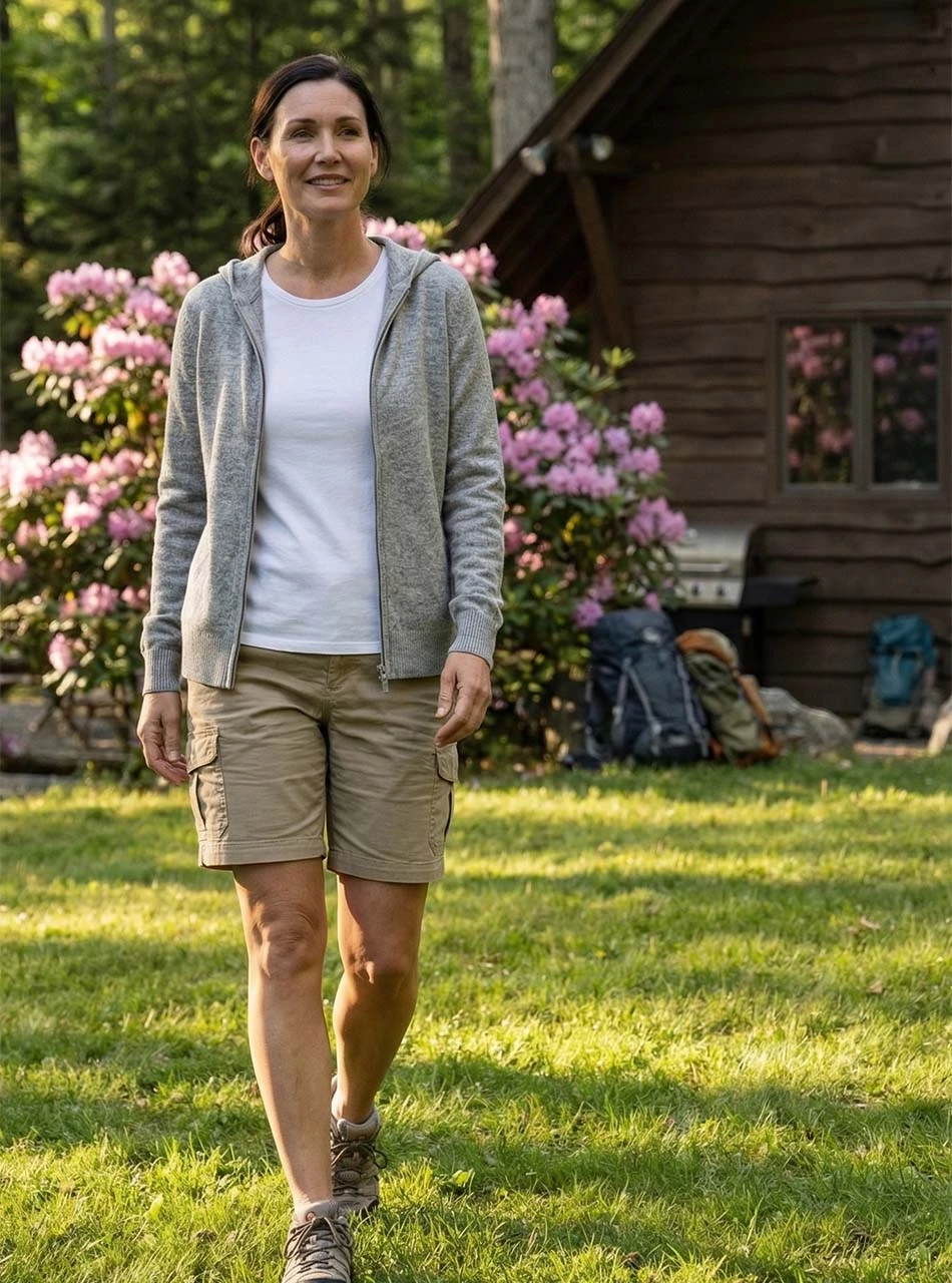 Women's Alpaca and Cotton Zip Hoodie, hiking all-season