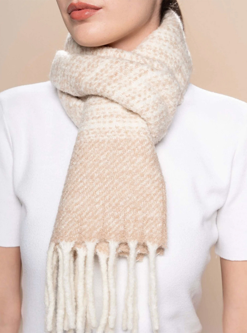 Dye-free baby alpaca wool scarf in natural undyed fibers