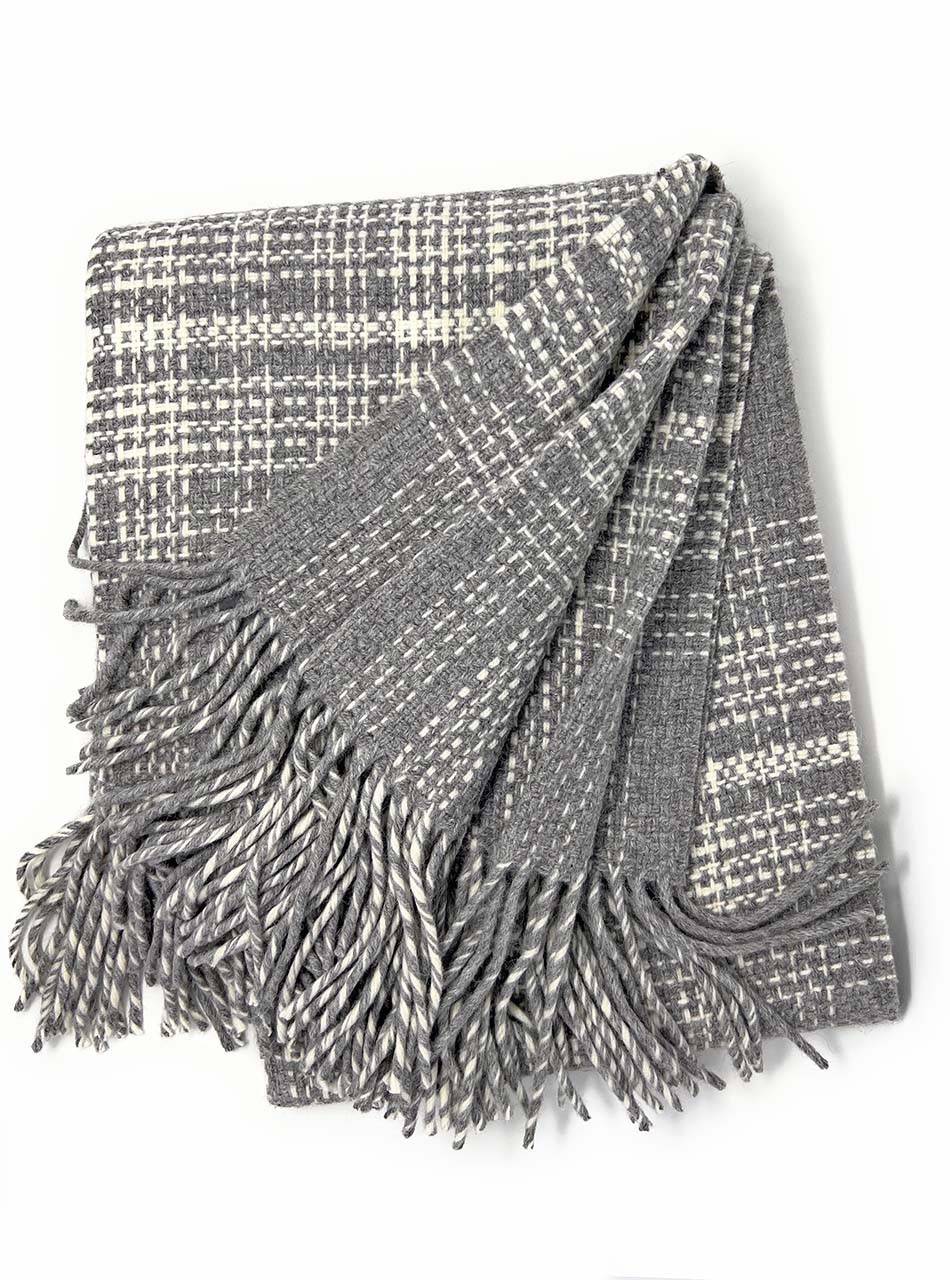 Alpaca Home Woven Throw Blanket Baby Alpaca & Wool throw blanket Cinder & Parchment close up