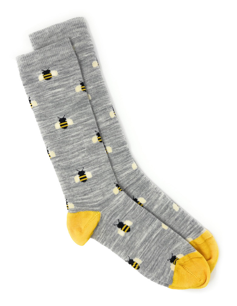 Bee Happy Alpaca Socks bee pattern detail, flat
