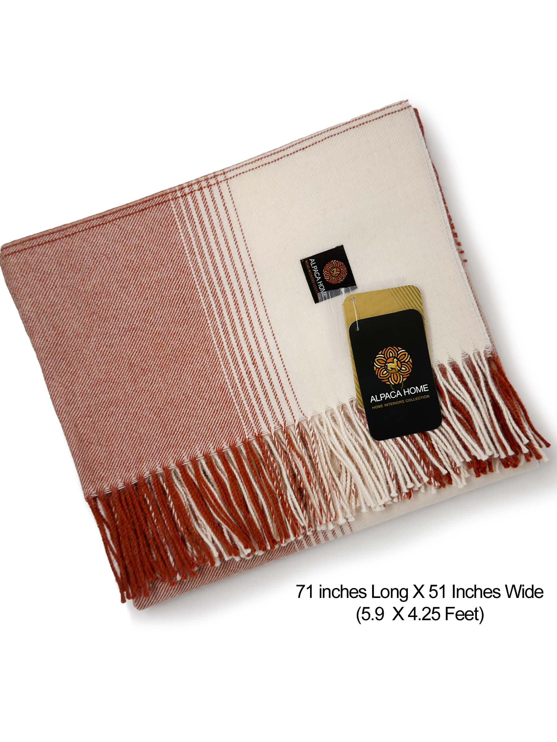 Meadowlight Baby Alpaca Throw showing size