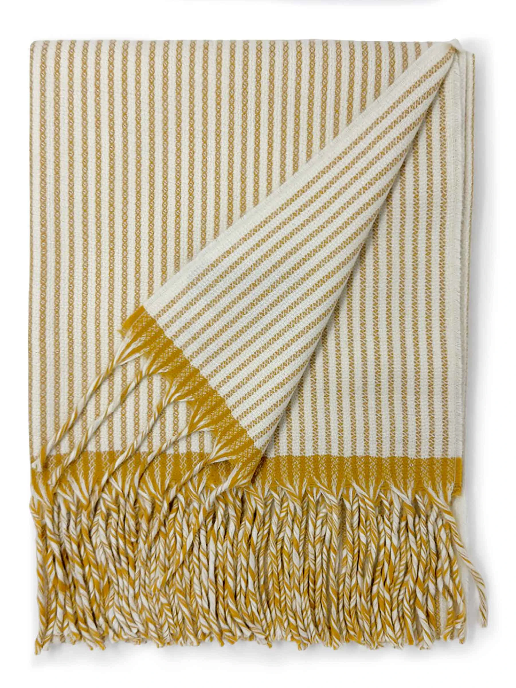 Regency Ticking Stripe Alpaca Throw showing dual sides