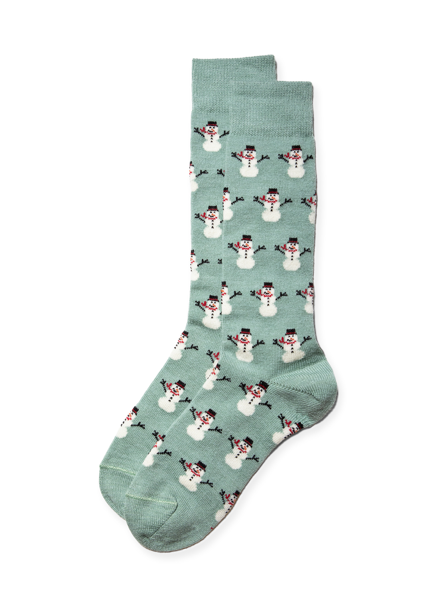 Snow Day Snowman Alpaca Socks in frosty wintergreen, main image