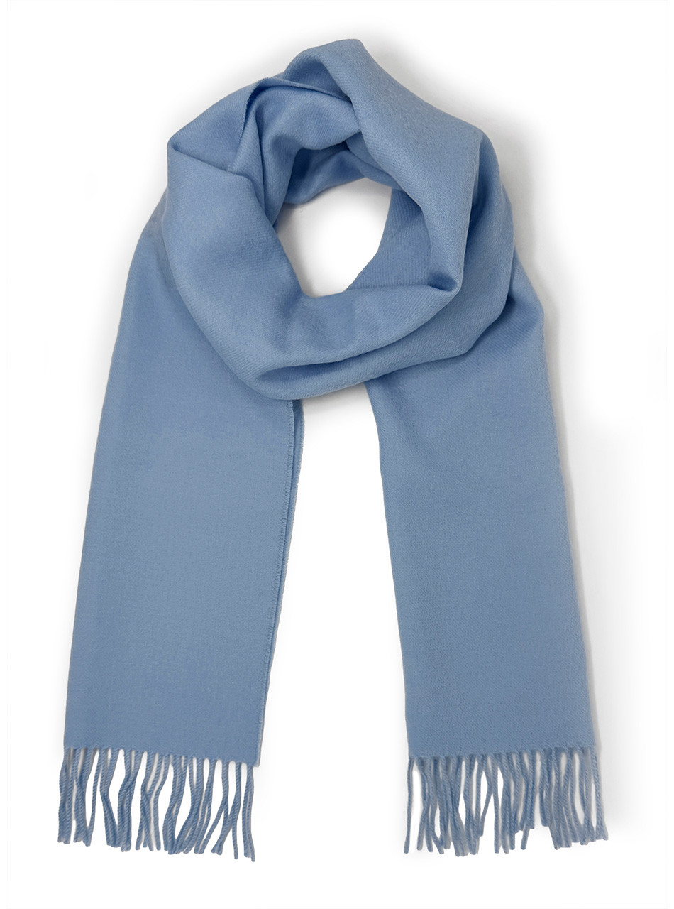 Baby Alpaca Scarf Solid looped, Horizon Blue, Closeup