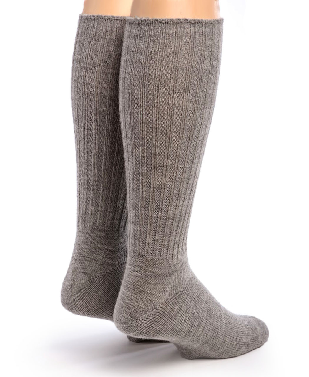Ribbed Casual 100% Alpaca Wool Socks -Natural Flannel Gray
Back