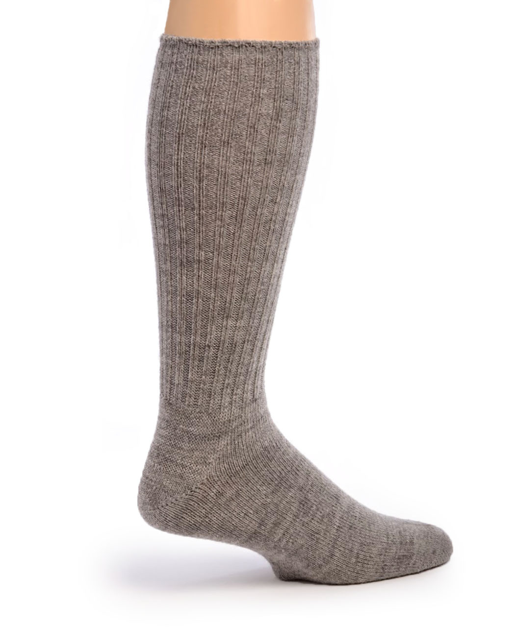 Ribbed Casual 100% Alpaca Wool Socks -Natural Flannel Gray
Side

