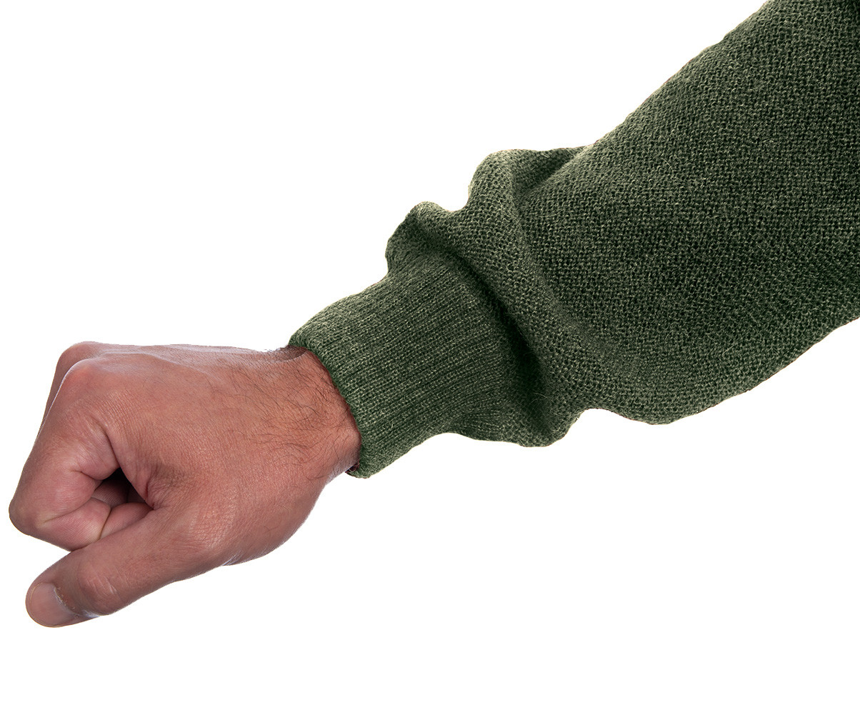 Men's Alpaca Button Down with Pockets - Sleeve, close-up.