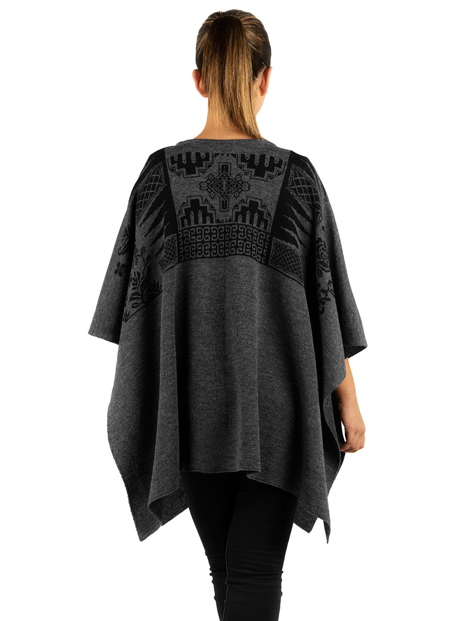 Sabrina Baby Alpaca Poncho - Cape Pullover Sweater 
On Model - Back