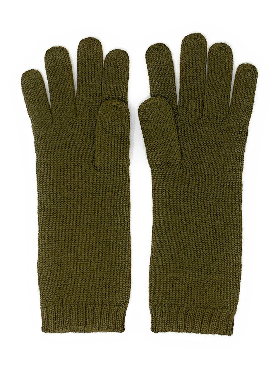 Women's Long Jersey Knit Baby Alpaca Gloves side by side