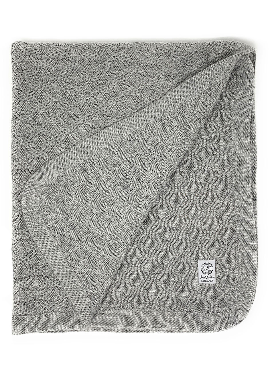 Crescent Knit Baby Alpaca Blanket Quarter Fold Reverse