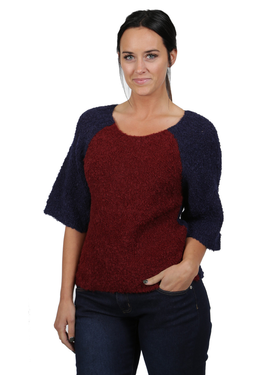 Bebe Two-Tone Color Block Baseball Pullover
Front