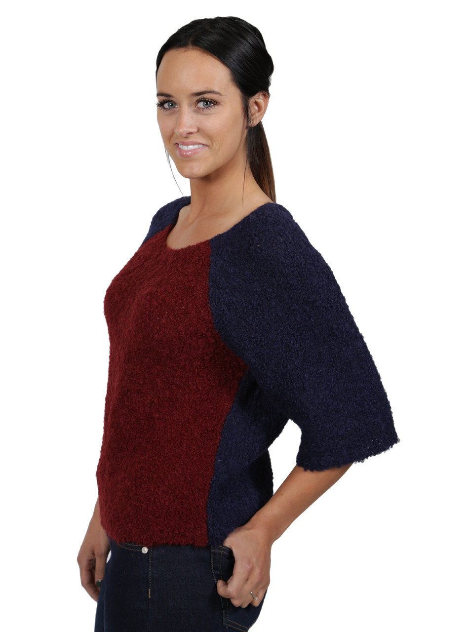 Women’s Bebe Two-Tone Color Block Baseball Pullover
Side