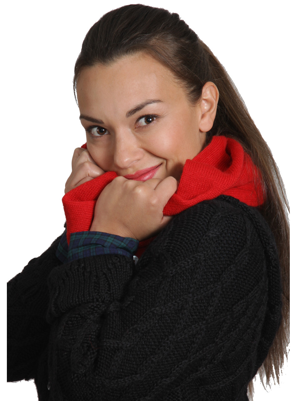 100% Baby Alpaca Wool 2-in-1 Convertible Knit Infinity Circle Scarf for Men and Women -On Model 