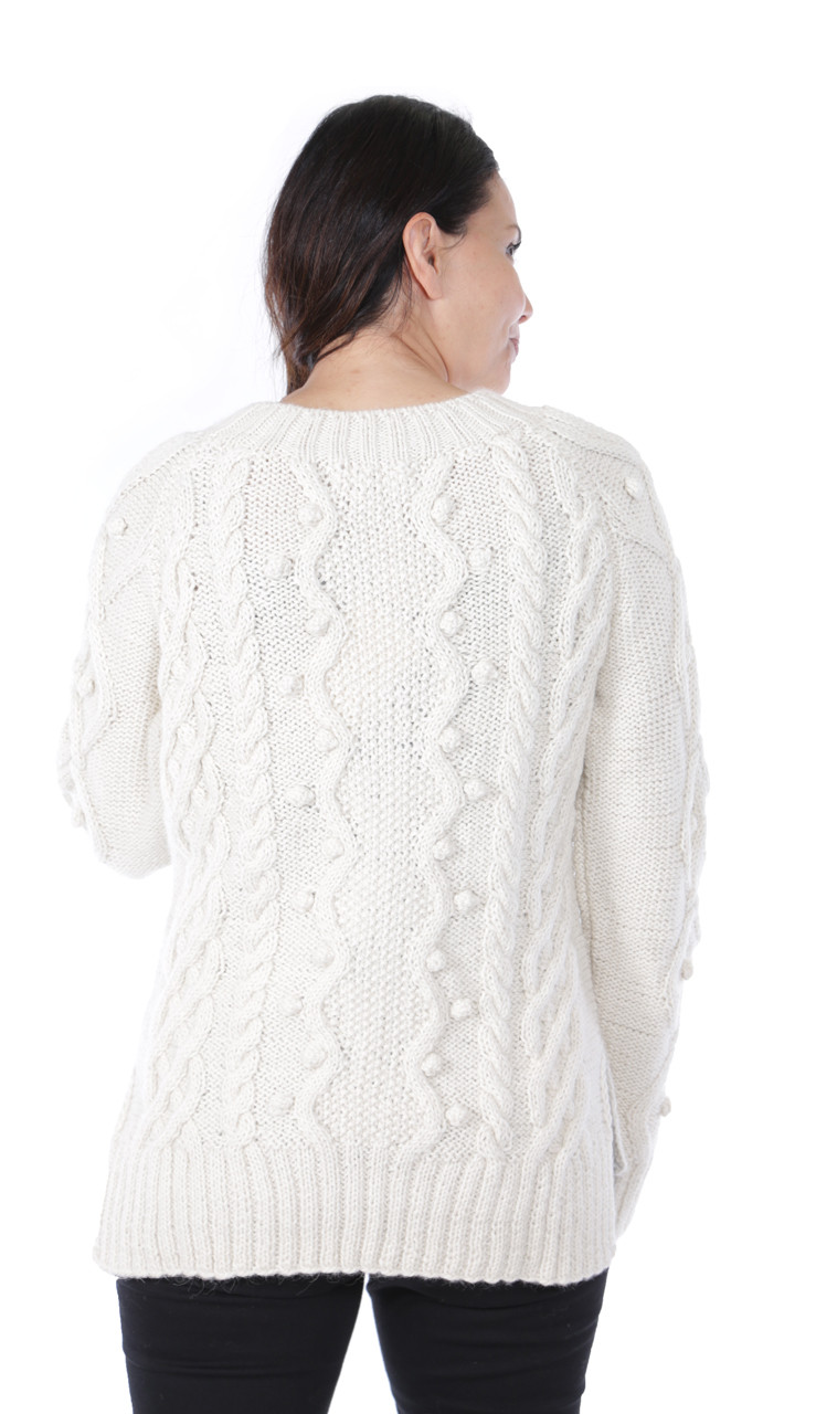 Olivia Aran Crewneck Alpaca Wool Sweater
Back on Model