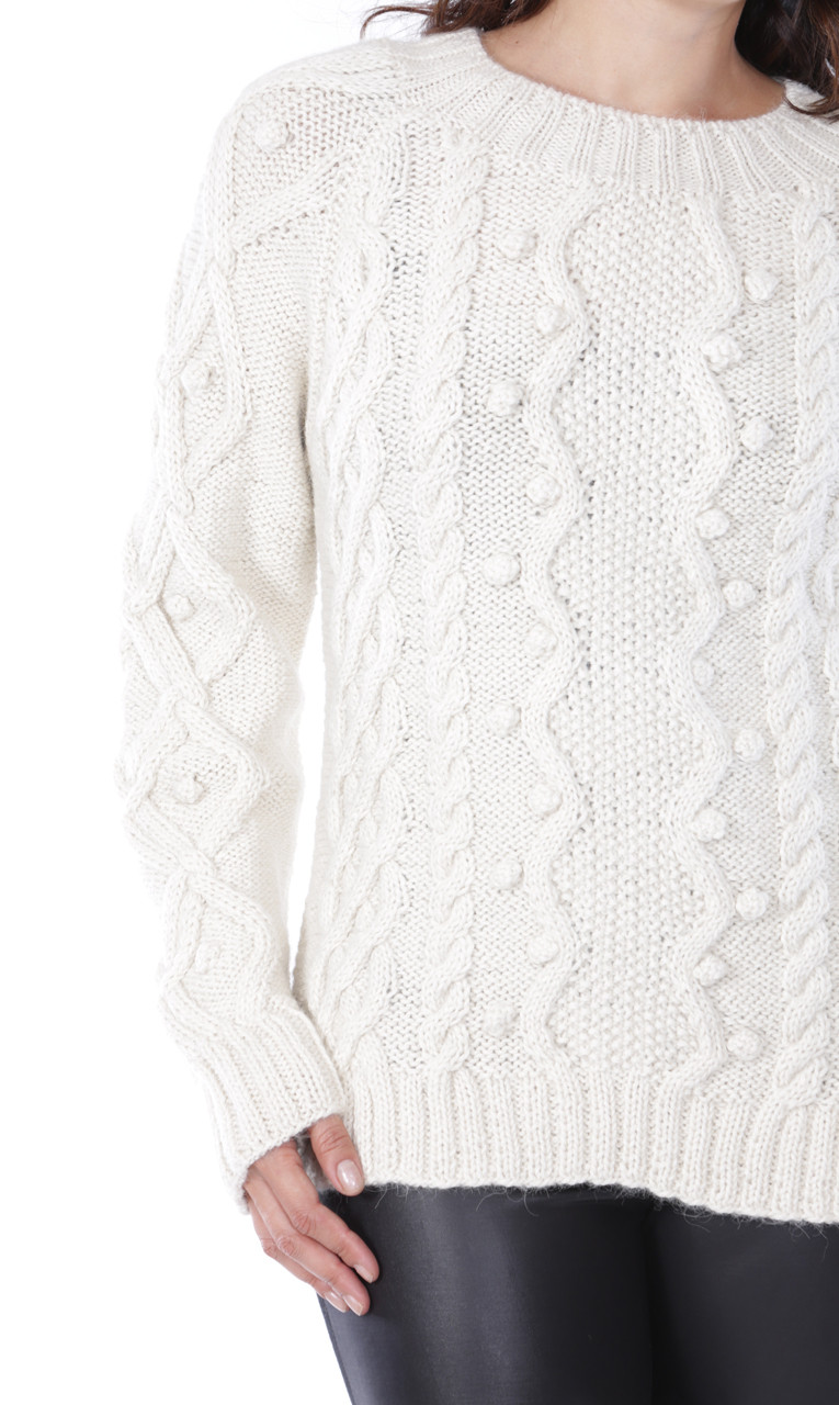 Olivia Aran Crewneck Alpaca Wool Sweater
Detail