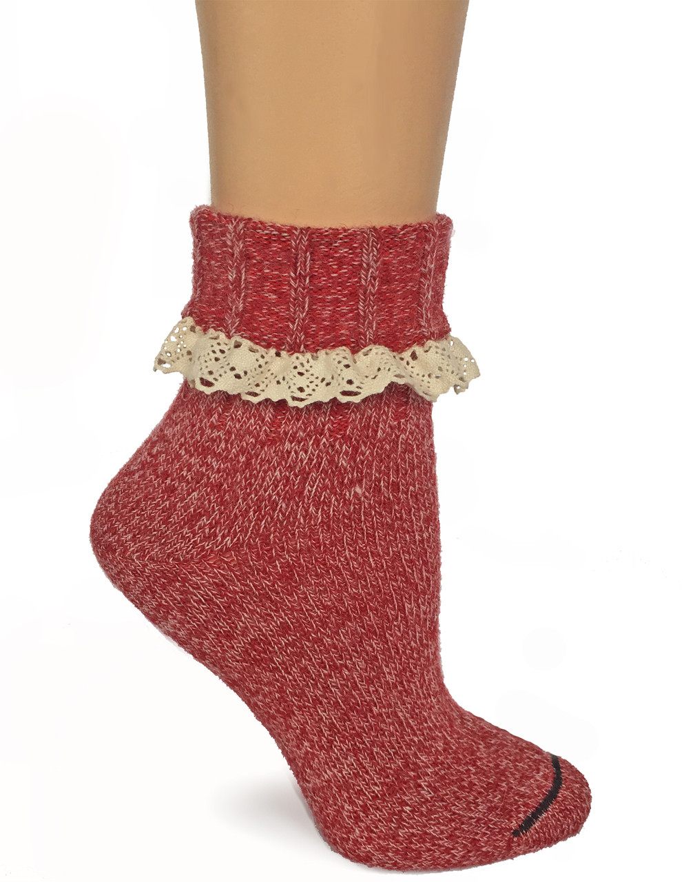 Women's Lace Trim Marled Boot Alpaca Socks Side - Cuffed