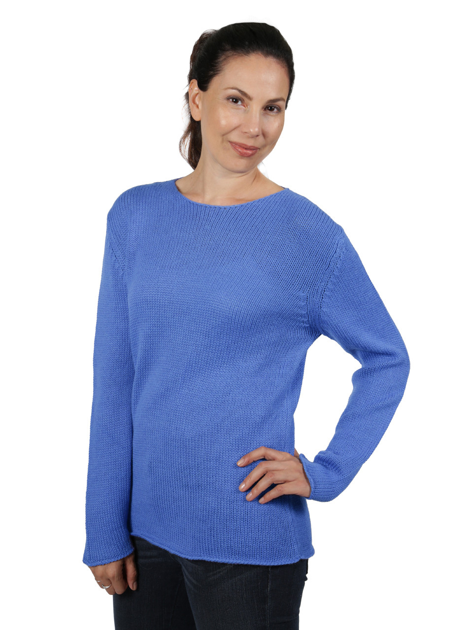 Women's Jewel Boatneck 100% Baby Alpaca Wool Pullover Sweater
Spring Lake Blue Main