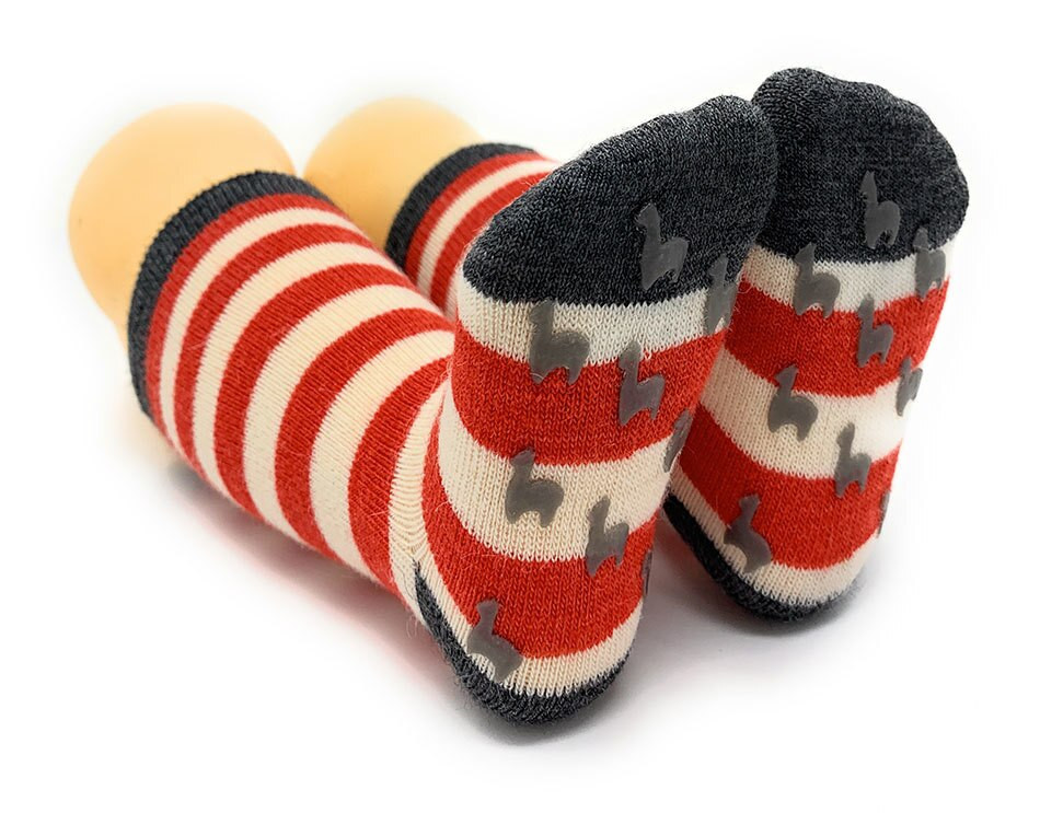 Striped Toddler  100% Alpaca Wool Socks  - Non-Skid
Bottom View