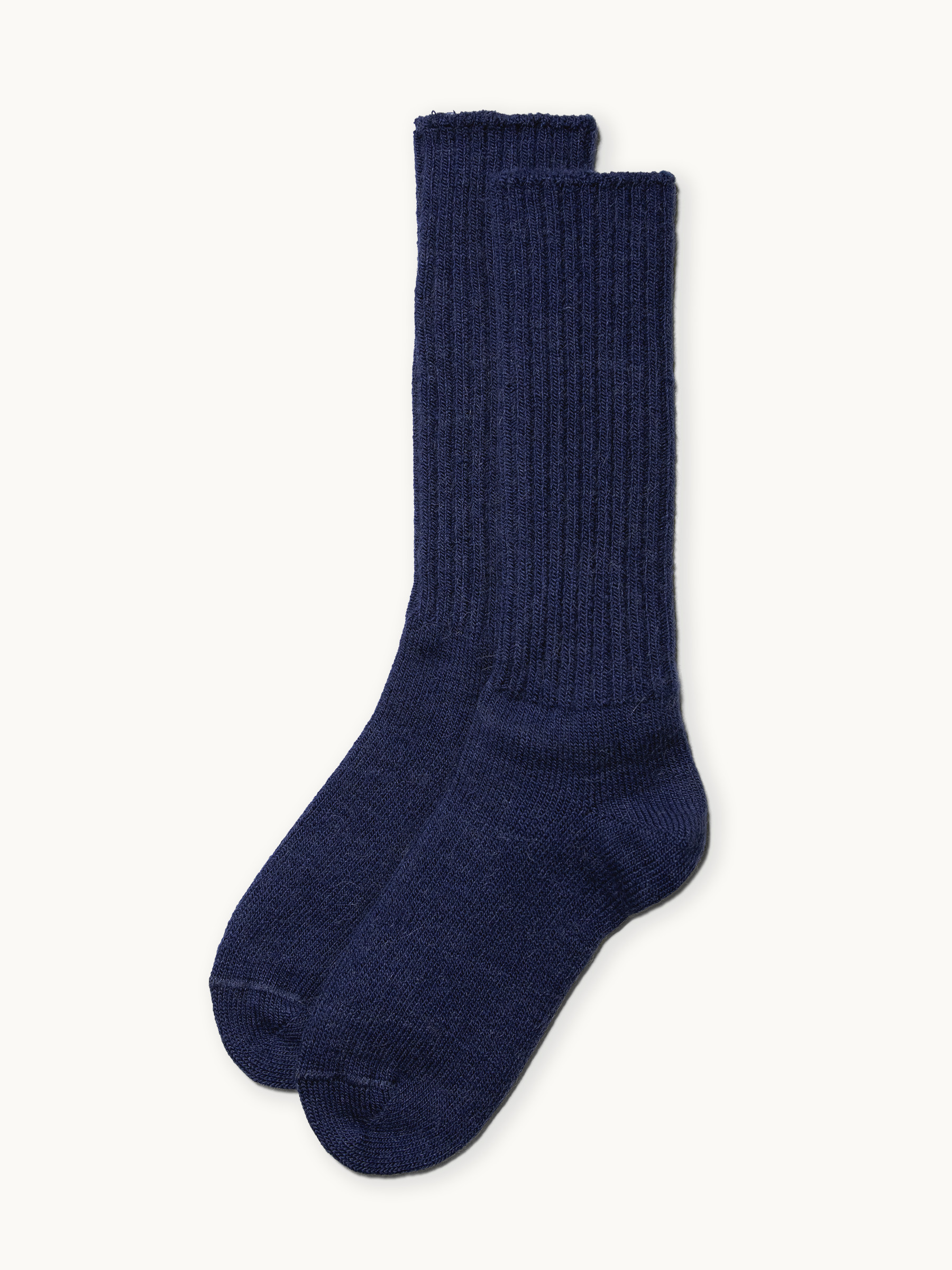 Ribbed Casual Crew Alpaca Socks in navy