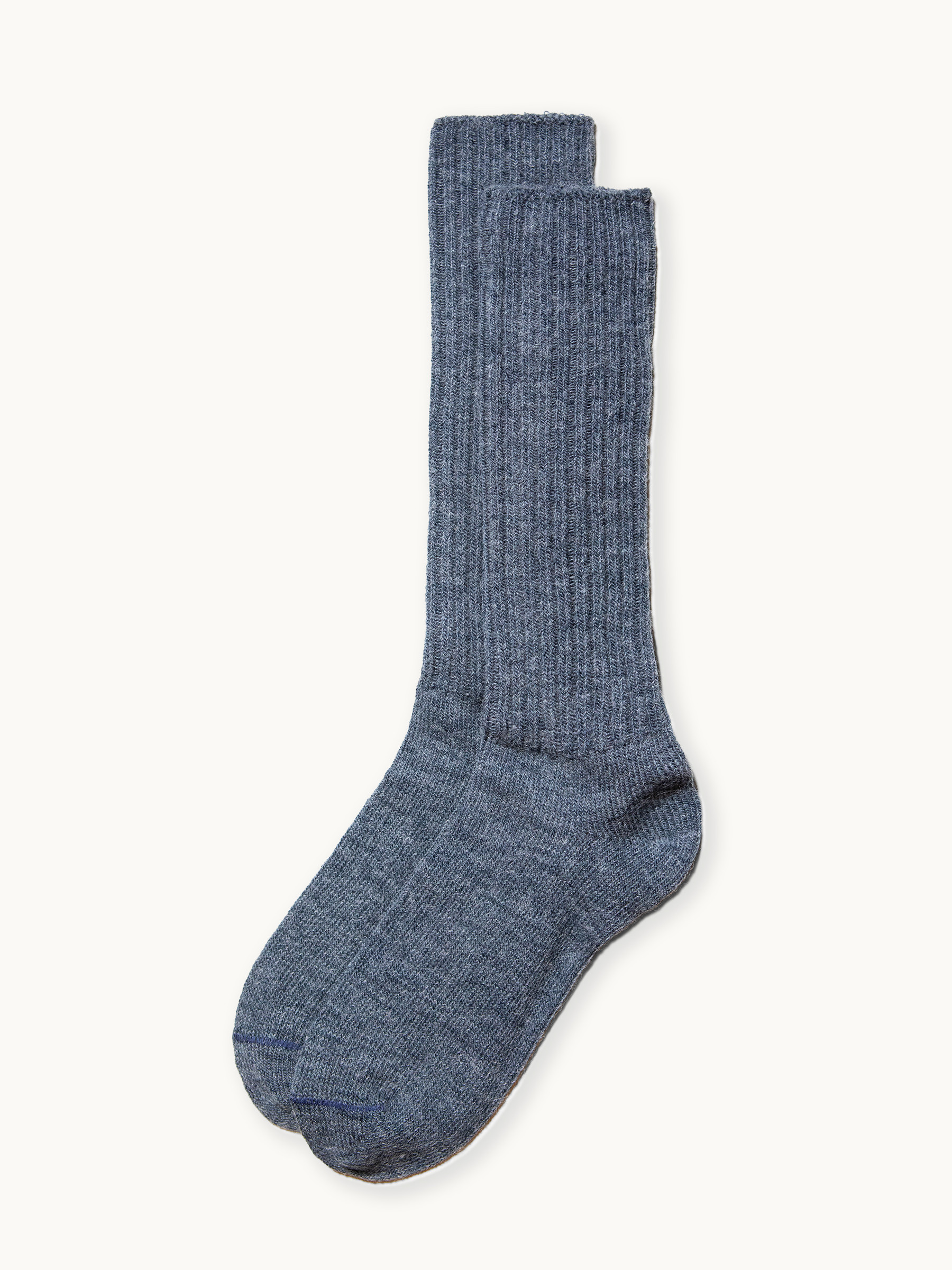 Ribbed Casual Crew Alpaca Socks in denim