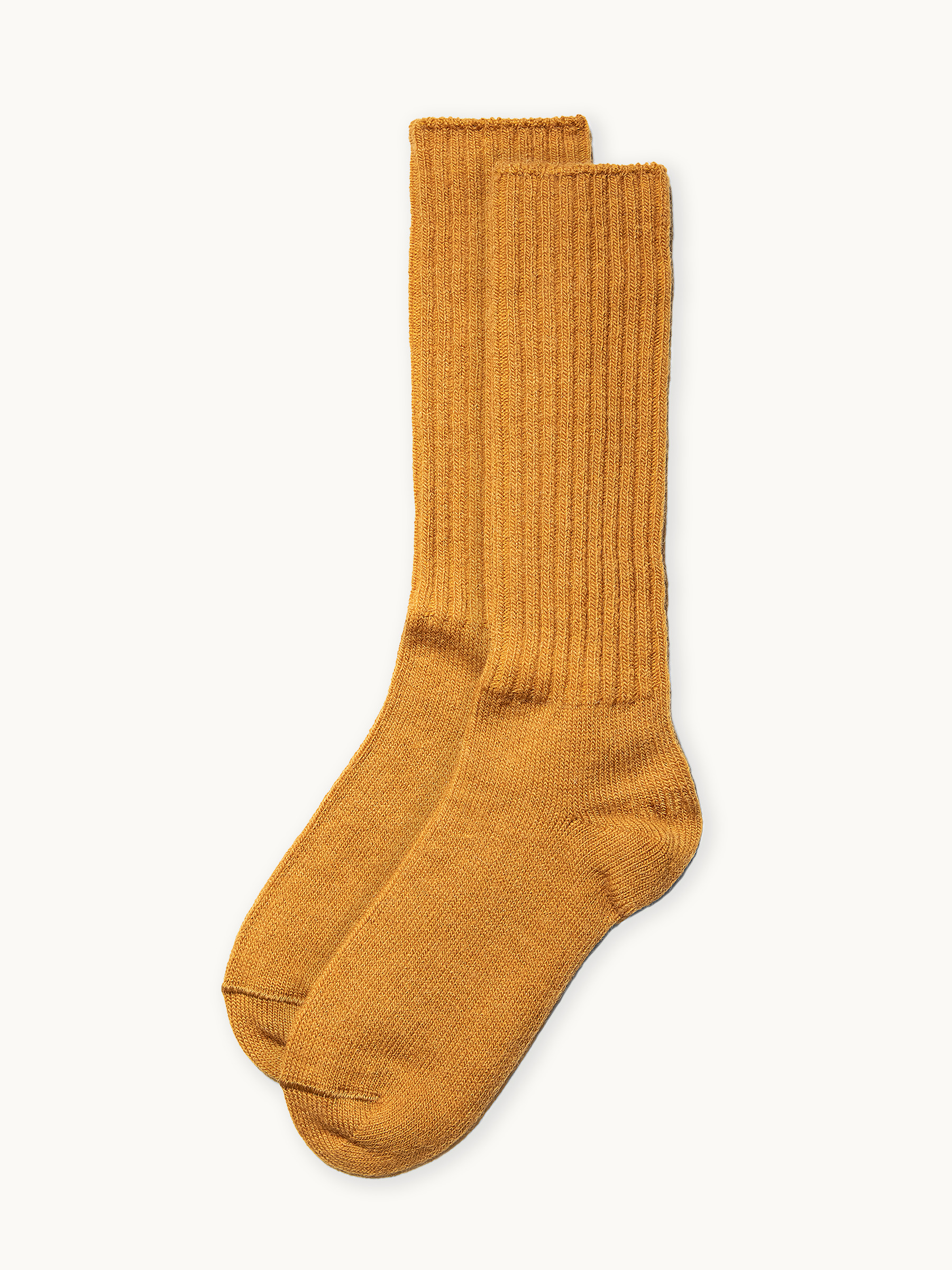 Ribbed Casual Crew Alpaca Socks in gold metal