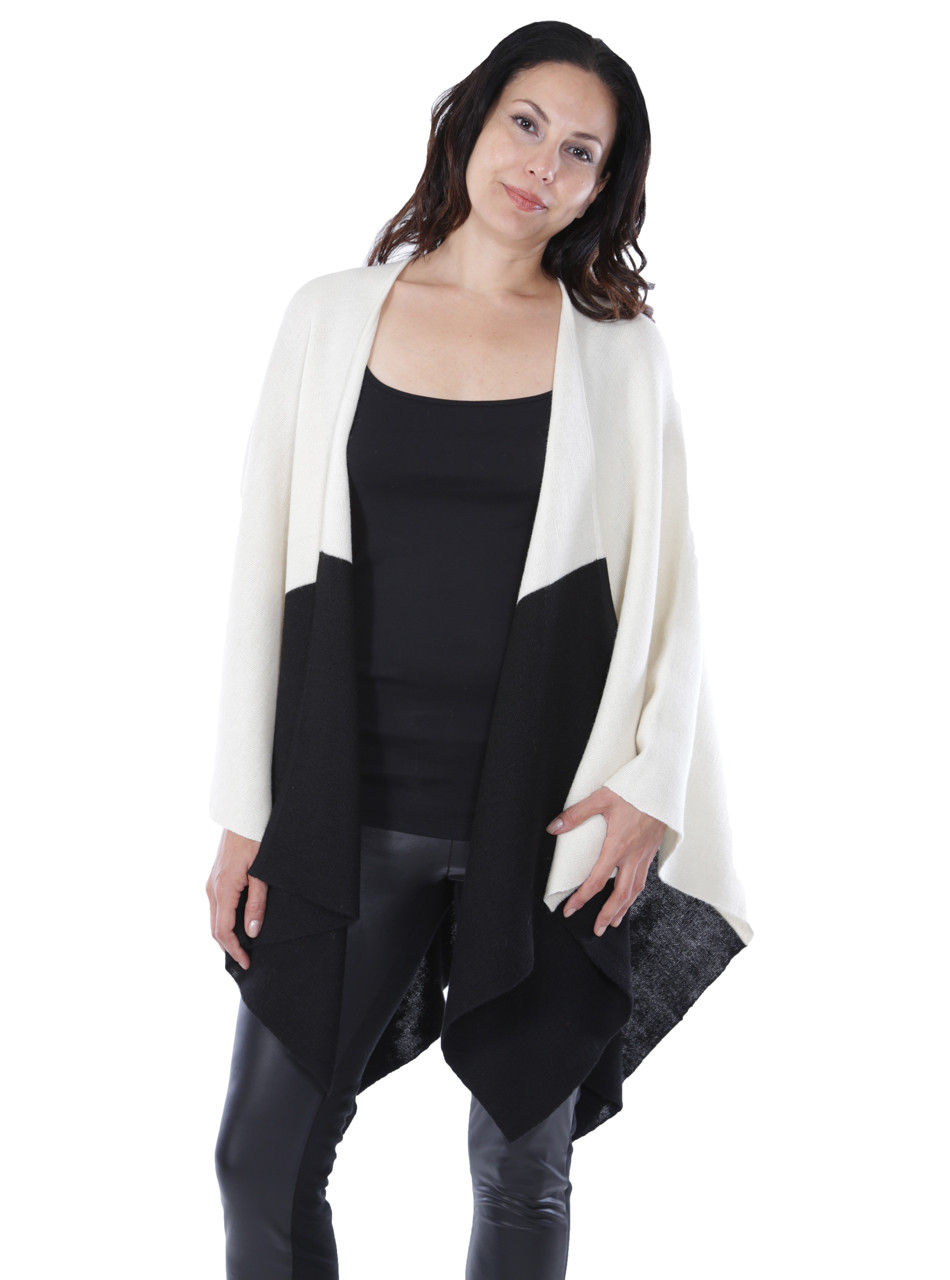 Women's Newport Colorblock Baby Alpaca Cape Front