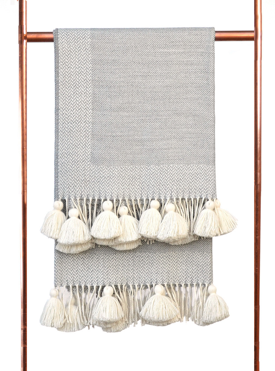 Cloud9 Tassel Frame Reversible Premium Baby Alpaca Throw Blanket