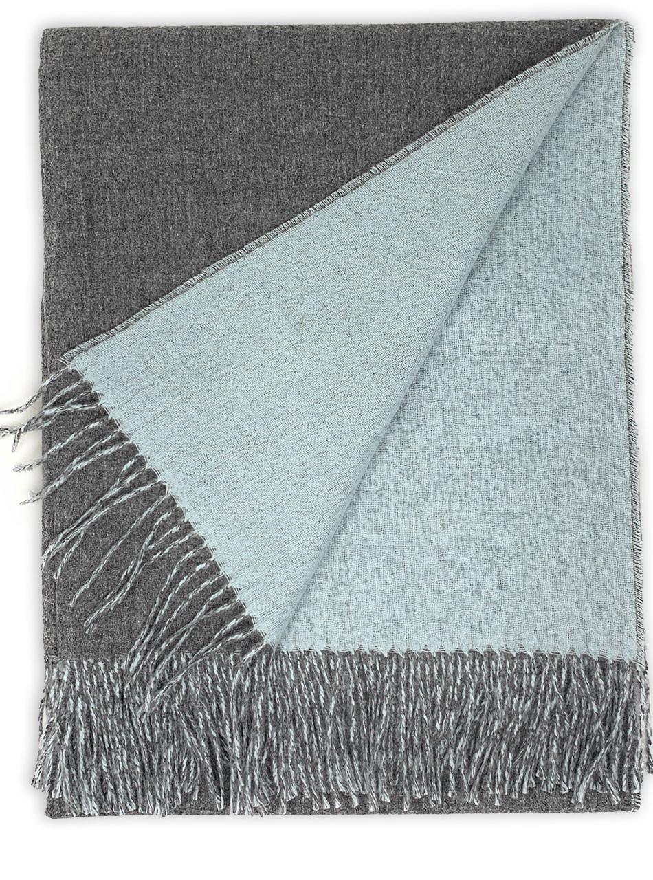 Reversible Baby Alpaca Throw Blanket showing both sides