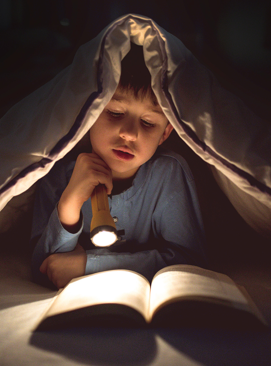 Small Alpaca Home Duvet Crib Size with Boy reading.