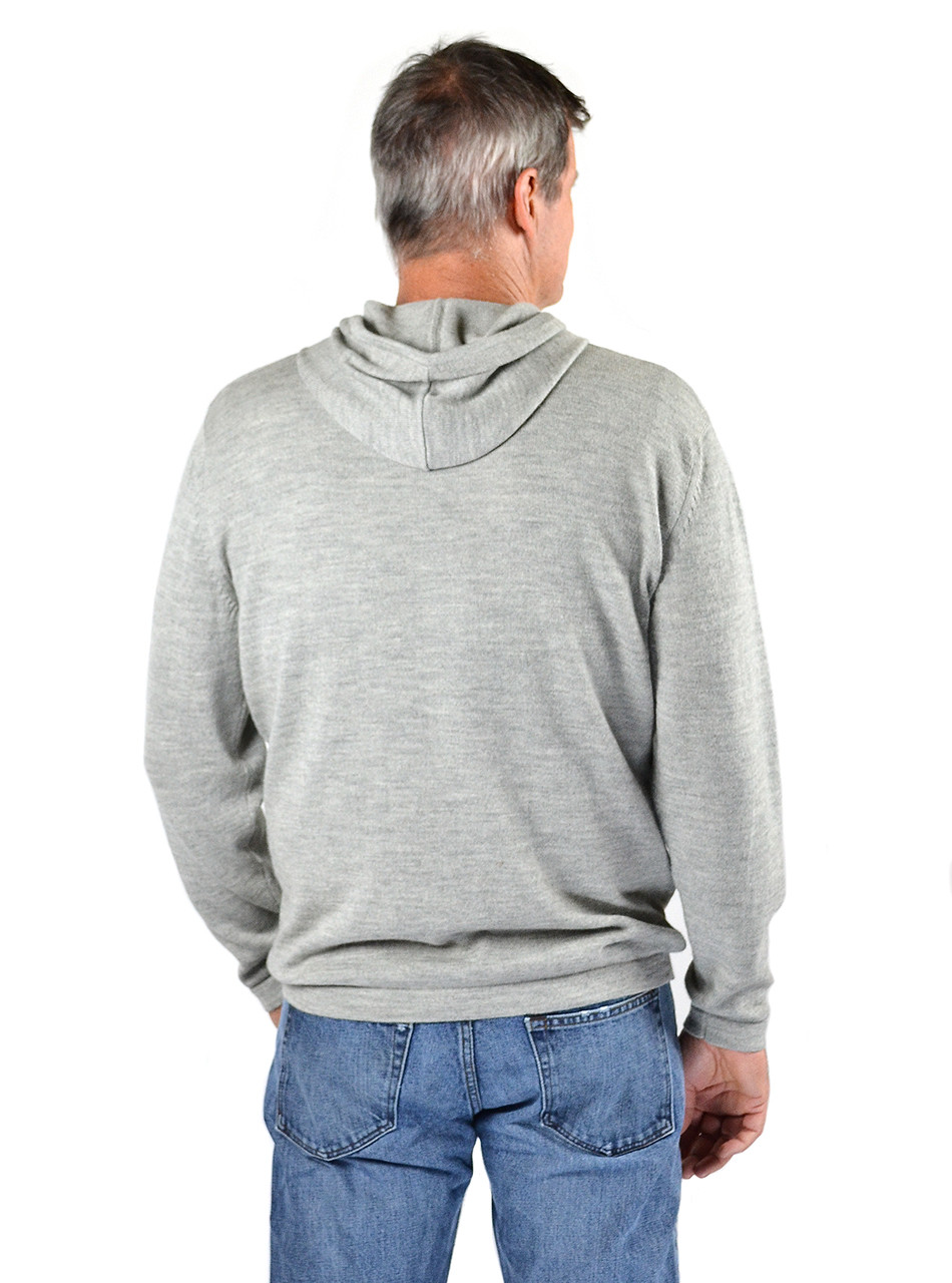 Men's Alpaca Hoodie Pullover Sweater - Back