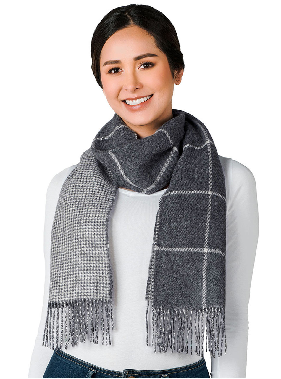 Window Pane Houndstooth Baby Alpaca Scarf Model