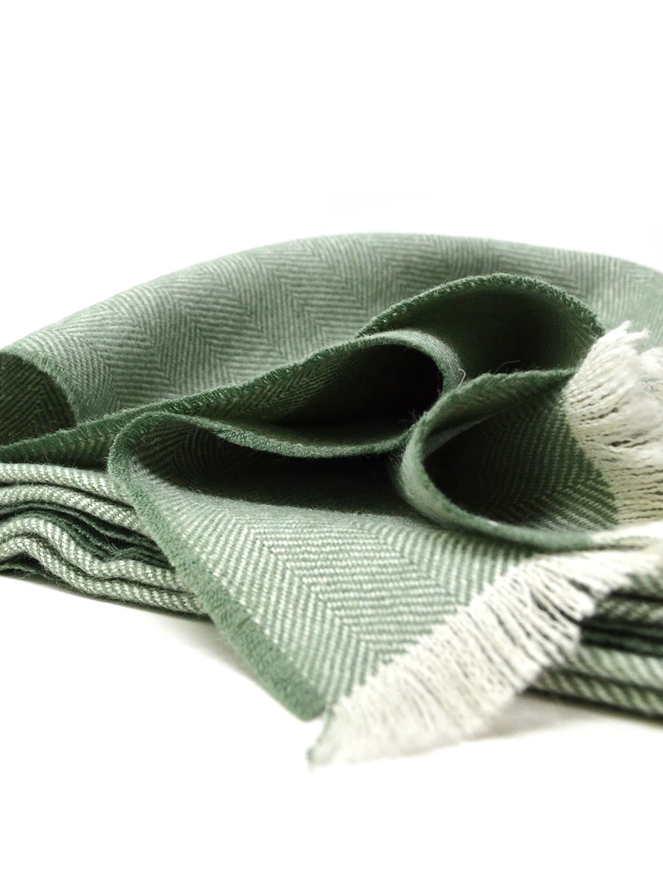 Herringbone Eyelash Baby Royal Alpaca Throw Blanket, Sage