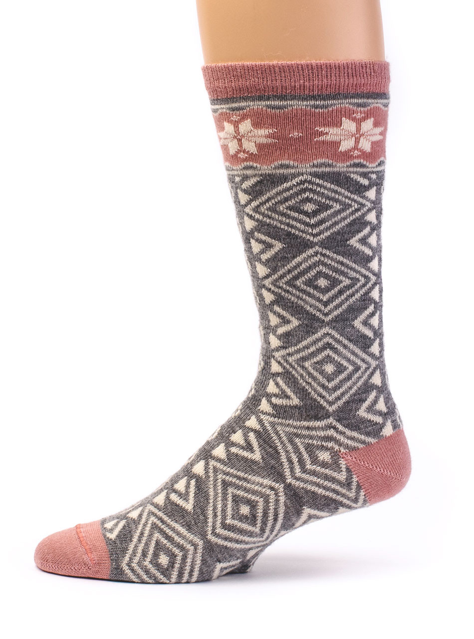 Women's Hygge Nordic Pattern 100% Alpaca Wool Socks 
Side View