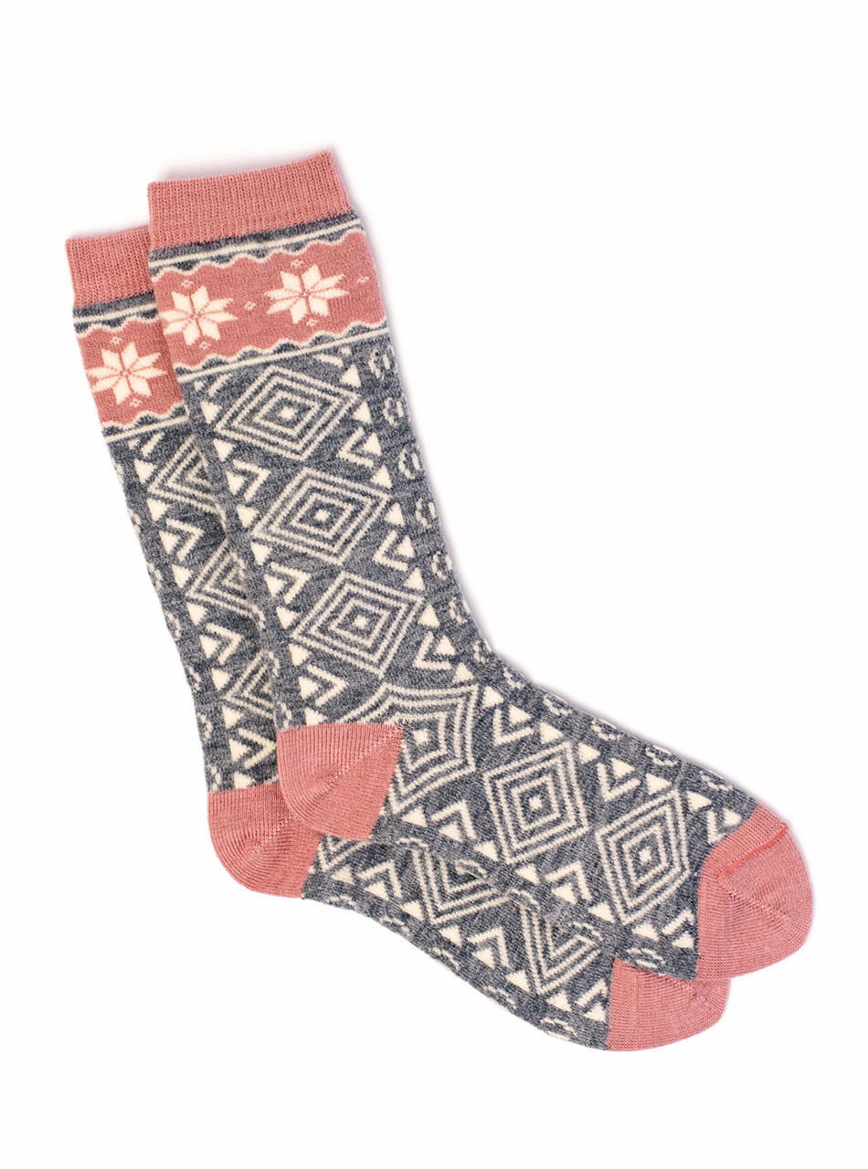Women's Hygge Nordic Pattern 100% Alpaca Wool Socks 
Flat View