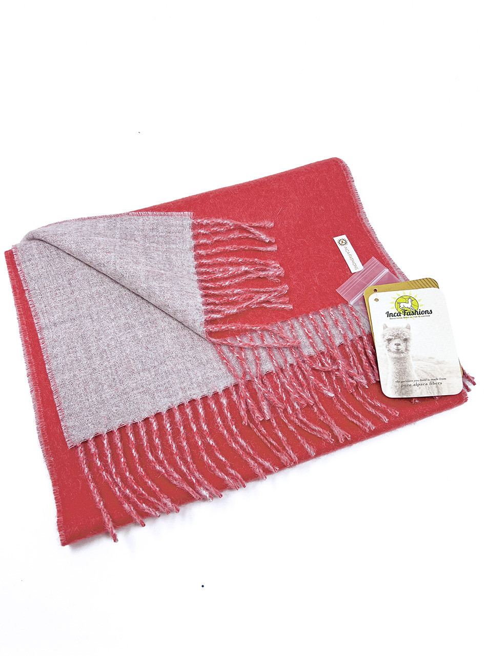 Women's Contrast Reversible Baby Alpaca Scarf, Folded, Flat.