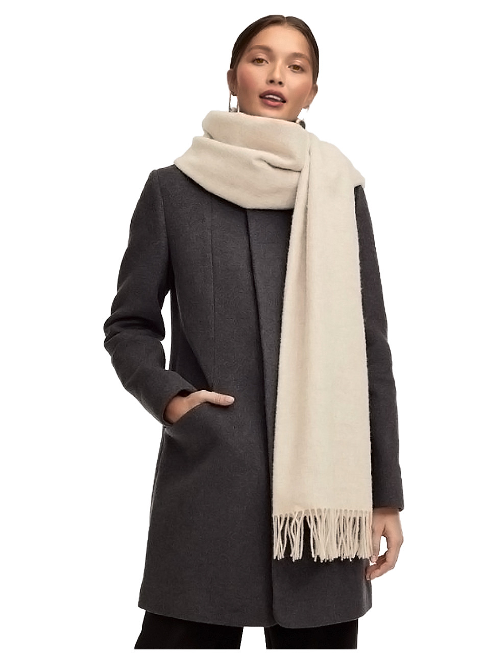 Baby Alpaca Wool Oversized Long Blankets Scarf & Shawl with Twisted Fringe - Cloud.
Cloud / Main