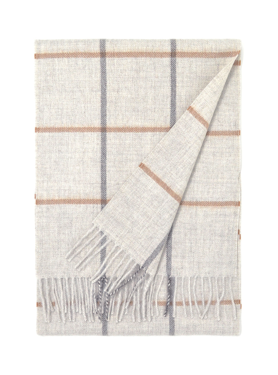 Eco-Friendly Windowpane Alpaca Scarf Showing reverse