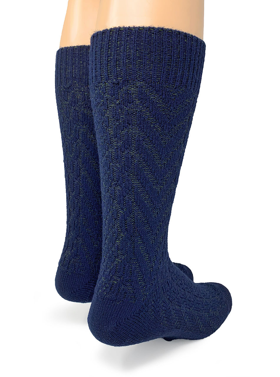 Textured Two-Tone Alpaca Crew Socks
Navy/Olive Heel