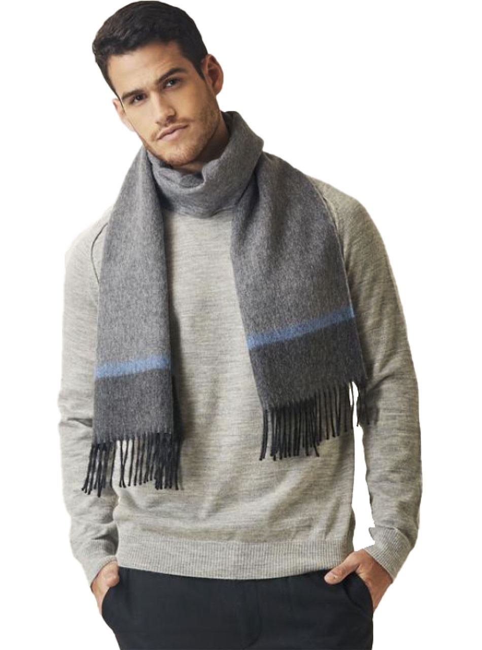 Men's Herringbone Stripe Baby Alpaca Wool Scarf
On Model