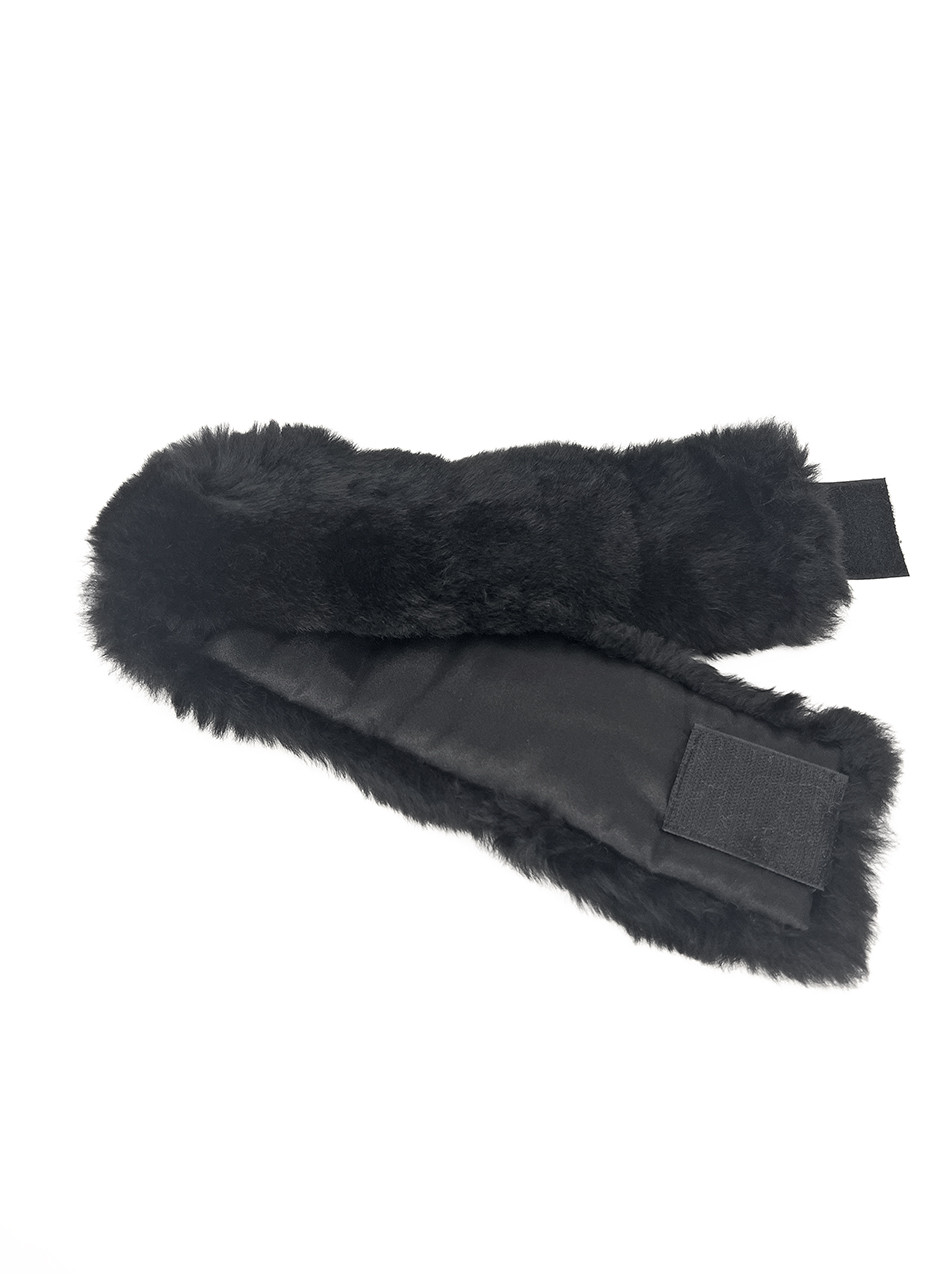 Women's Silhouette Alpaca Fur Headband, folded flat.