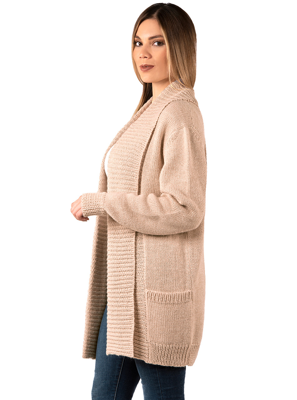 Lightweight Open Front Long Cardigan 100% Alpaca Wool Sweater
Side