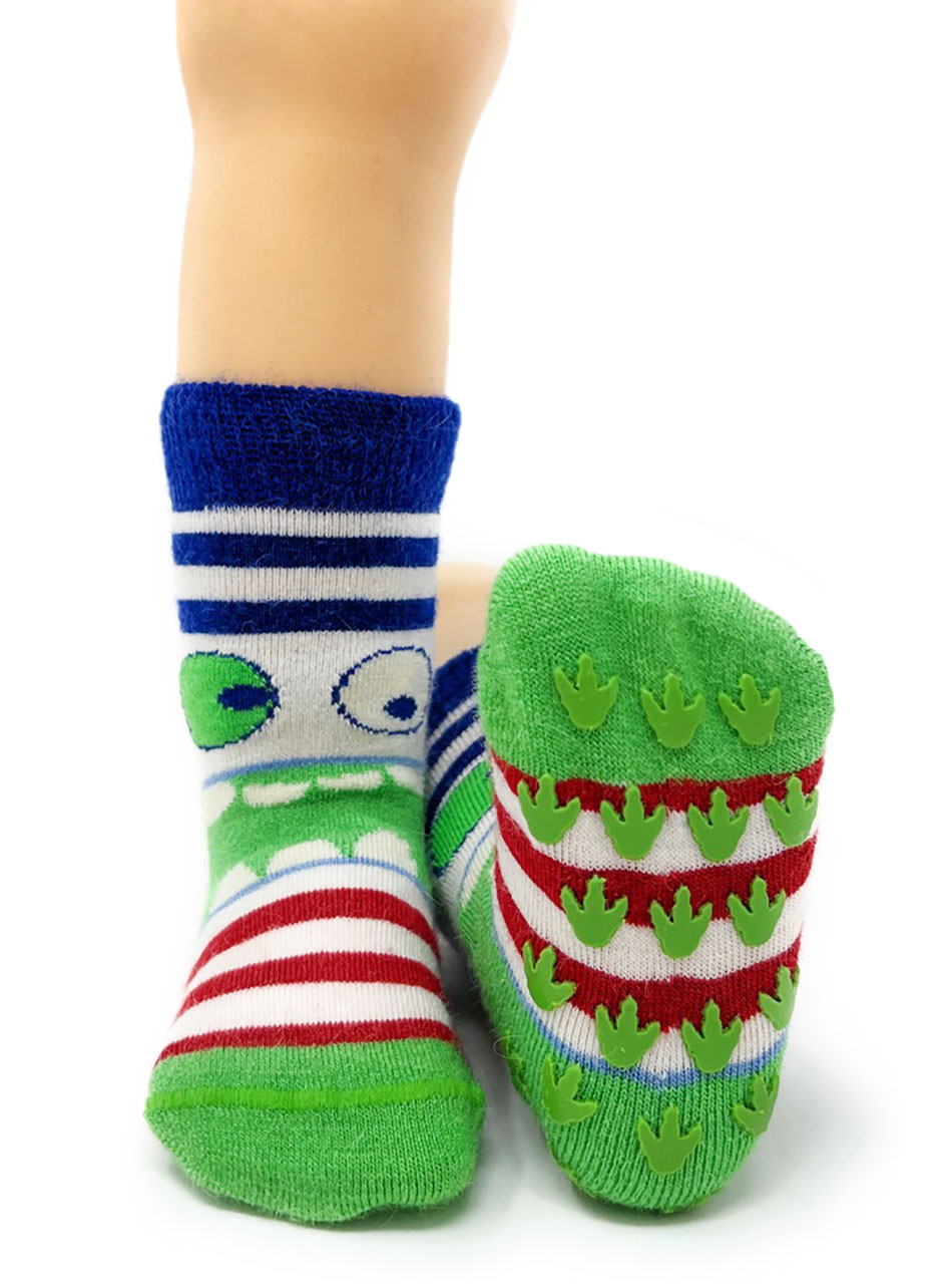 Kids Little Monsters Non-Skid Alpaca Socks version with the eyes on the front